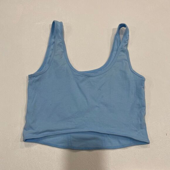 Pacsun PAC Cares Blue Seam Detail Crop Tank Top Women’s Size Medium - Picture 2 of 5